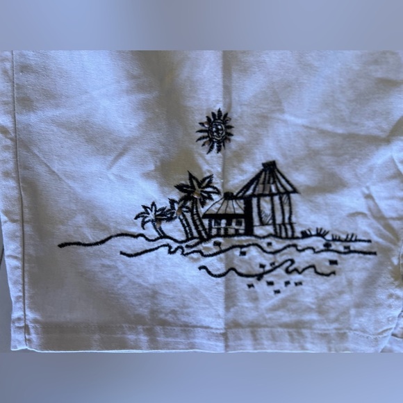 Palm Grove Women's  2X  Beige Palm Flower Printed Pull On Cropped Pants Wide Leg - Picture 8 of 16